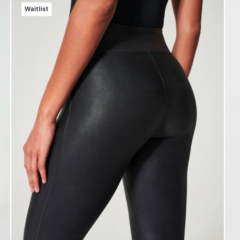 SPANX Faux Leather Leggings High Rise Black Shaping Pull On XL NWT